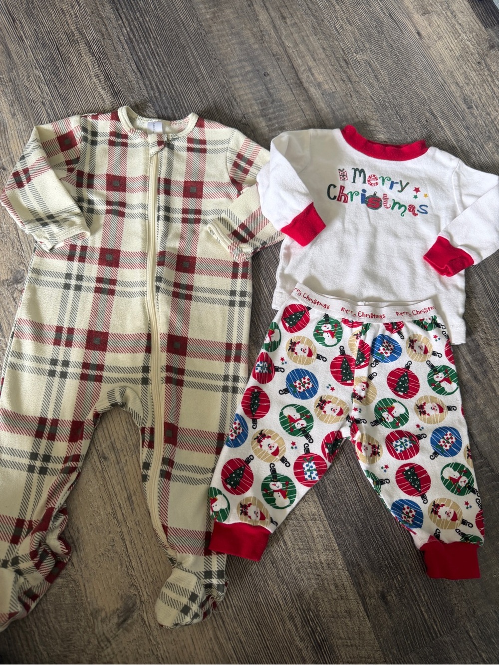 Christmas Baby Outfit Bundle 3-6M Plaid Sleeper Y2K Merry Christmas Pajamas